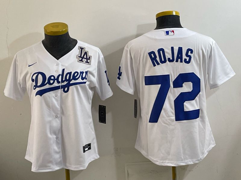 Women 2026 Nike Los Angeles Dodgers #72 Rojas White Game MLB Jersey 01